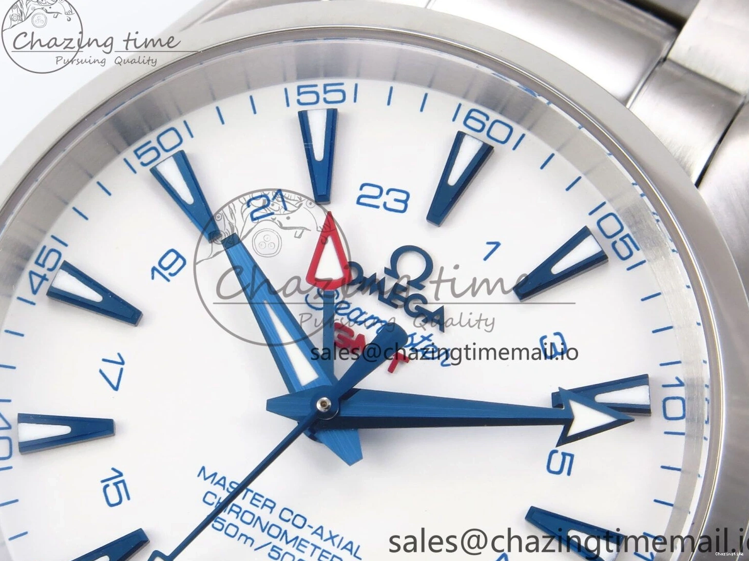 0108 Aqua Terra 150M GMT OMF 1:1 Best Edition White Blue Dial on SS Bracelet A RelaxedFit 7709